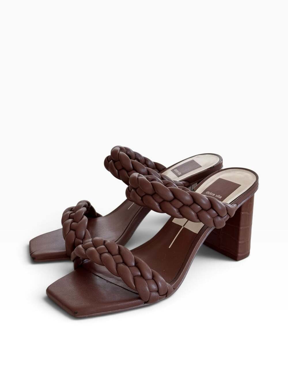 Dolce Vita Braided Block Heel Sandal Brown